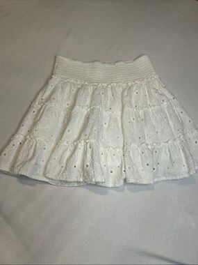 American Eagle Outfitters White Eyelet Tiered Skirt